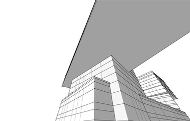 abstract architecture drawing 3d illustration