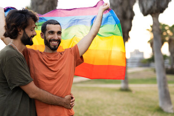 Gay couple embracing and showing their love. LGBT community