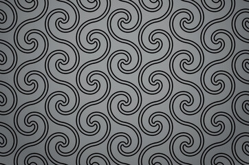 The geometric pattern with wavy lines. Seamless vector background. Black and gray texture. Simple lattice graphic design