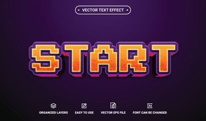 3d Start Pixel Editable Vector Text Effect. - obrazy, fototapety, plakaty