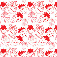 Seamless pattern with silhouette of strawberries