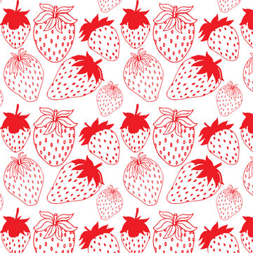 Seamless pattern with silhouette of strawberries