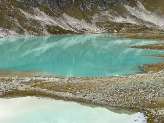 The Jöriseen (Joeriseen or Joriseen) - group of Alpine lakes located ih the Silvretta Alps mountain range and in the Swiss Alps massif, Davos - Canton of Grisons, Switzerland (Kanton Graubünden)