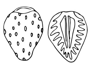 Beautiful srawberry slice on isolated white background.