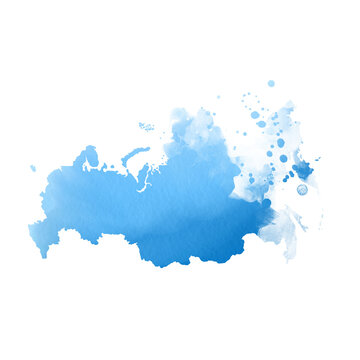 Country map watercolor sublimation background on white background. Russia