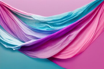 3d colorful dynamic fluid wave abstract background. Waves with fabric in pastel colors.