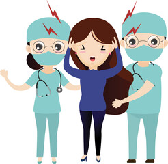 Doctor and patient.Doctor care the woman suffering headache.Medical care and consultations.