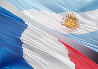 Abstract France Flag, next to Argentina Flag 3D Render(3D Artwork)