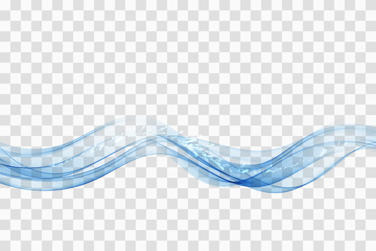 Blue transparent wavy element, blue abstract wave.