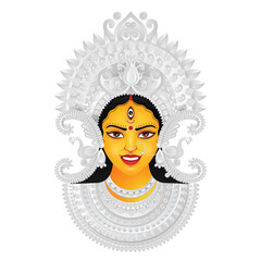 Face of Goddess Durga, Shubh Navratri festival, Happy Dussehra and Durga Puja - obrazy, fototapety, plakaty