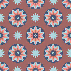 Multicolored seamless pattern with flowers on dark background,Vector illustration,Geometric ornamental vector patter Multicolor seamless pattern with flowers on dark background,Vector illustration