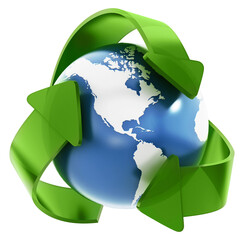 Earth in recycle symbol
