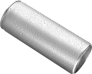 Mockup of aluminum can 0.250, png, iron bottle with drops for soda, water, isolated.