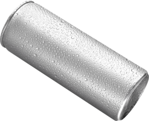 Mockup of aluminum can 0.250, png, iron bottle with drops for soda, water, isolated.