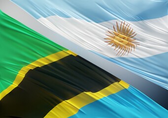 Abstract Tanzania Flag, next to Argentina Flag 3D Render(3D Artwork)