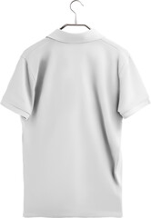 White polo mockup, png, mens t-shirt on a hanger, isolated.