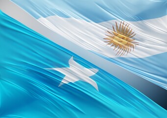 Abstract Somalia Flag, next to Argentina Flag 3D Render(3D Artwork)