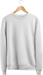 White sweatshirt mockup, png, universal pullover on a hanger, isolated.