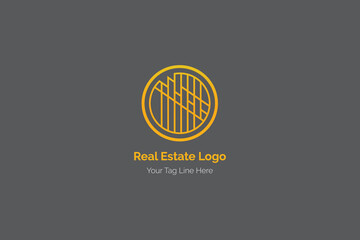 Unique circle iconic real estate logo design template and vector illustration
