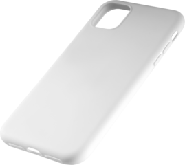 Mockup plastic white phone case, png, stylish smartphone protection, isolated.