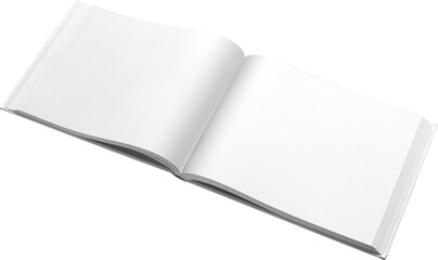 White cover book mockup, png, horizontal hardcover, isolated.