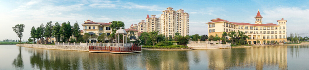 Fototapeta premium Chinese living quarters, residential buildings.