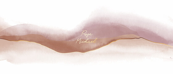 Fototapeta premium Beige, brown watercolor fluid painting vector background design. Dusty pastel, neutral and golden marble.