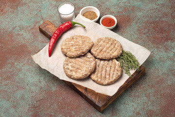 Chicken cutlet, chicken cutlet, raw. on a textured background