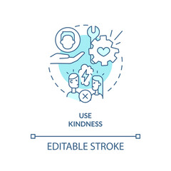 Use kindness turquoise concept icon. Fixing broken marriage abstract idea thin line illustration. Being generous to spouse. Isolated outline drawing. Editable stroke. Arial, Myriad Pro-Bold fonts used