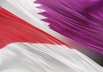 Abstract Indonesia Flag, next to Qatar Flag 3D Render(3D Artwork)