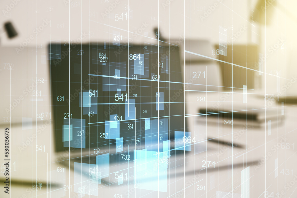Aufkleber abstract creative analytics data spreadsheet on modern computer background, analytics and analysis c