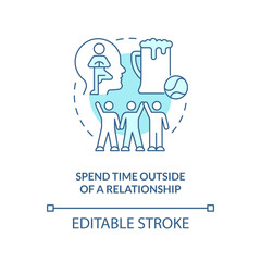 Spend time outside of relationship turquoise concept icon. Live-in relationship rule abstract idea thin line illustration. Isolated outline drawing. Editable stroke. Arial, Myriad Pro-Bold fonts used