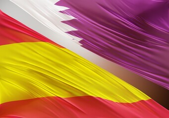 Abstract Spain Flag, next to Qatar Flag 3D Render(3D Artwork)