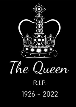 The queen's rest in peace poster.  Hand drawn vector illustration for poster, banner design