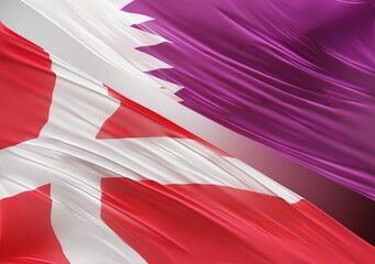 Abstract Denmark Flag, next to Qatar Flag 3D Render(3D Artwork)