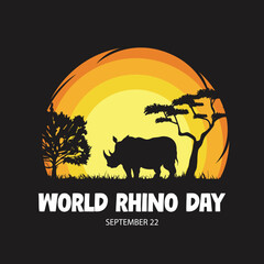 World Rhino Day. 22 September. vector design.