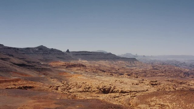 Aerial, Mountainous Tabuk Region, Saudi Arabia
