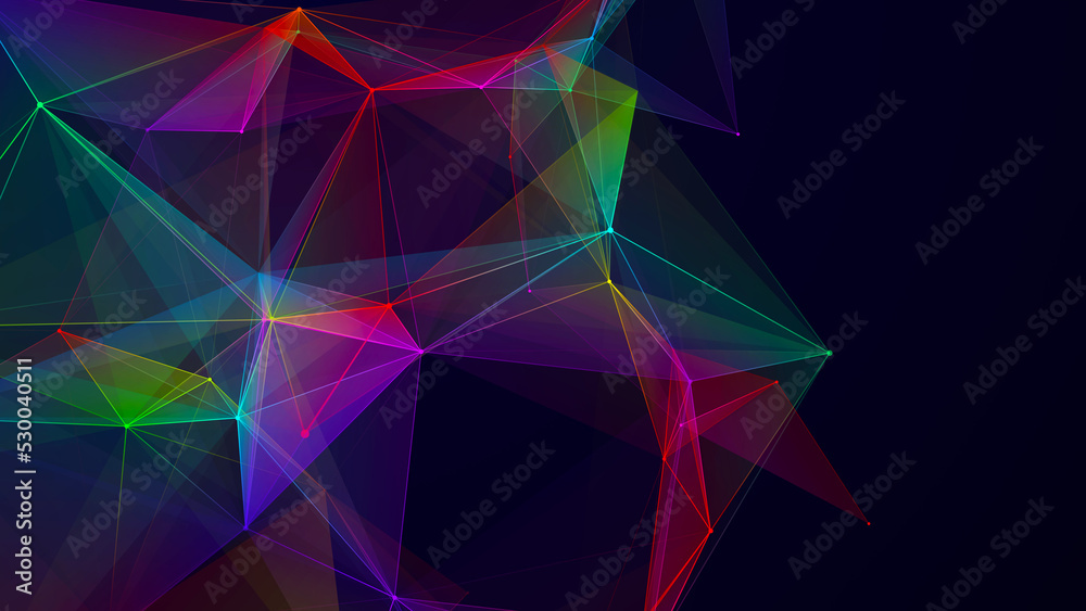 Aufkleber Colored network connection structure. Science background. Abstract digital background. Big data visualization. 3d rendering.