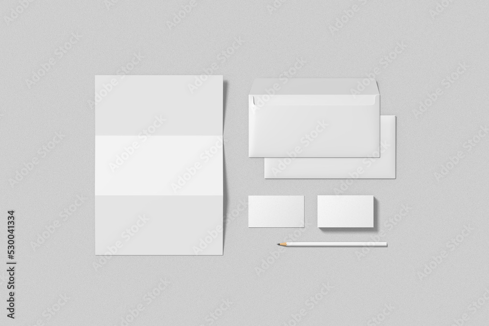 Wall mural blank stationery branding mockups