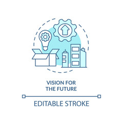 Vision for future turquoise concept icon. Characteristic of good housing developer abstract idea thin line illustration. Isolated outline drawing. Editable stroke. Arial, Myriad Pro-Bold fonts used