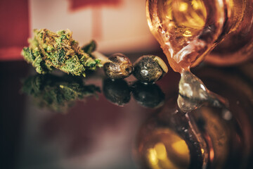 Cannabis seeds, oil with flag of Canada.