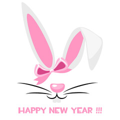 Happy New Year 2023, Cartoon Rabbit Zodiac. Greeting card template