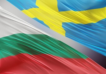Abstract Bulgaria Flag, next to Swedish Flag 3D Render(3D Artwork)