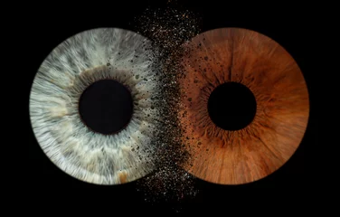 Fotobehang collision of two human eyes © Branko