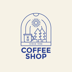 coffee shop monoline logo design template