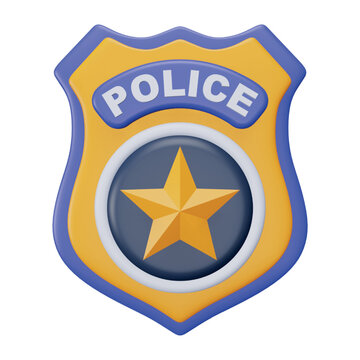Police badge 3d rendering isometric icon.