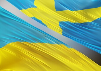 Abstract Ukraine Flag, next to Swedish Flag 3D Render(3D Artwork)