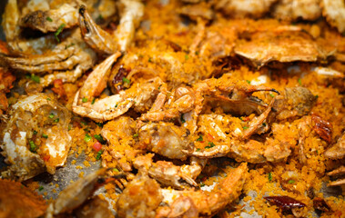 The seafood in the cafeteria