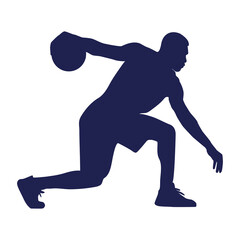 Basketball player silhouette vector with ball holding.