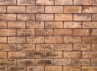 Empty part of natural brown brick wall.
